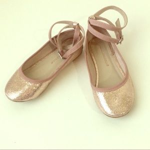 Zara Girls-Toddler Pink Glitter Ballet Flats