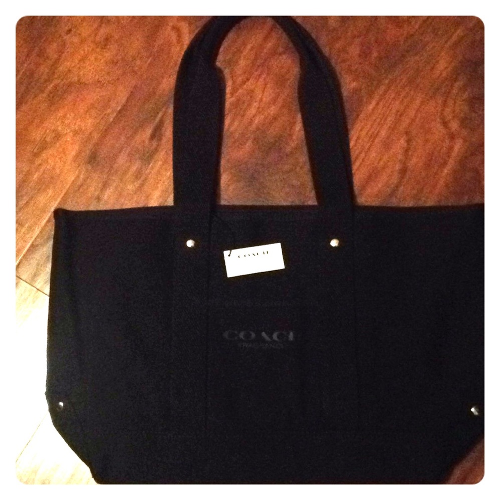 "Coach" brand black canvas tote bag