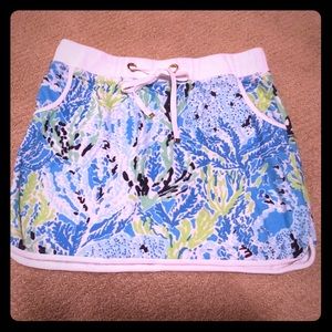 Knit Skirt Printed Blue Coral