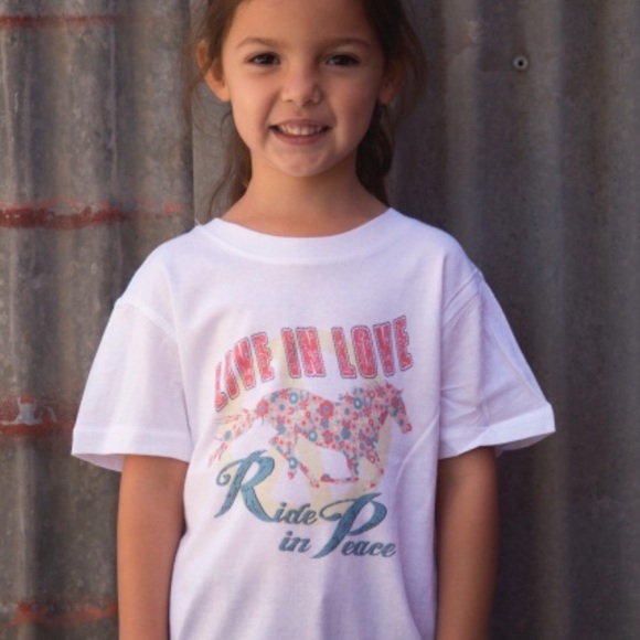 Live in Love Ride In Peace  White Toddler Tee - Picture 2 of 2