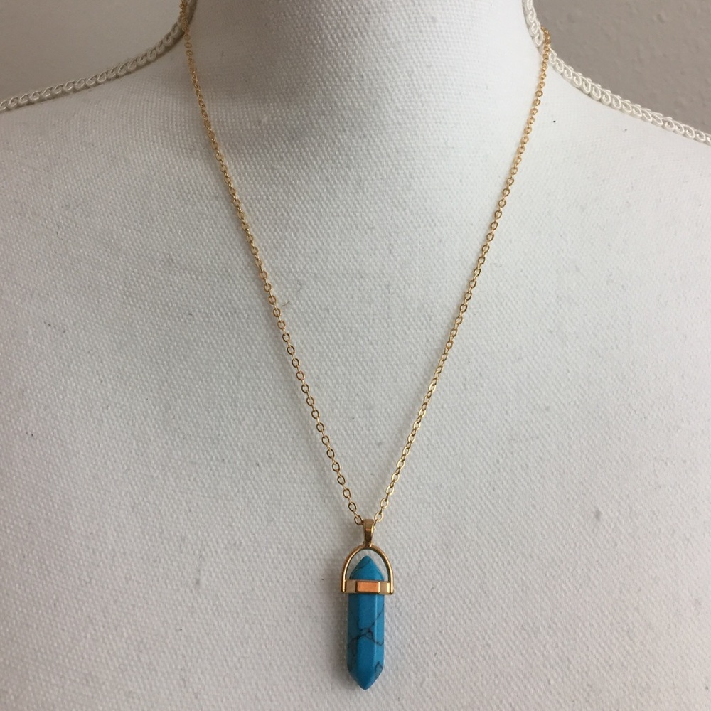 5 for $25 • Blue Marble Quartz Pendant Necklace