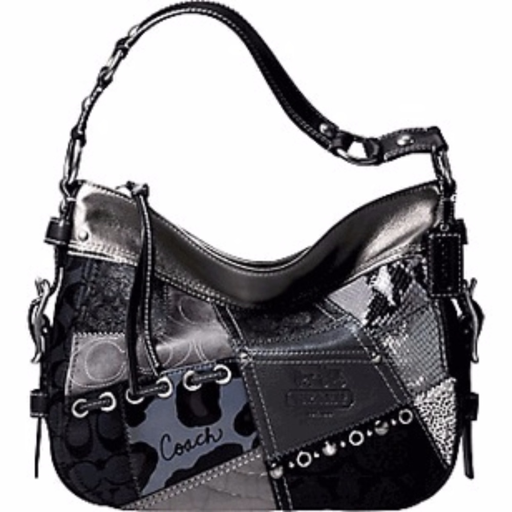Coach Black & Silver Patchwork Zoe Purse