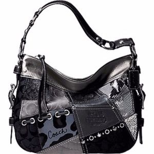 Coach Black & Silver Patchwork Zoe Purse