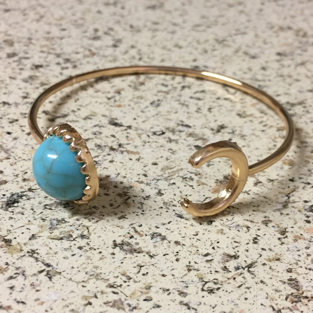 5 for $25 • Blue Marble Half Moon Cuff Bracelet