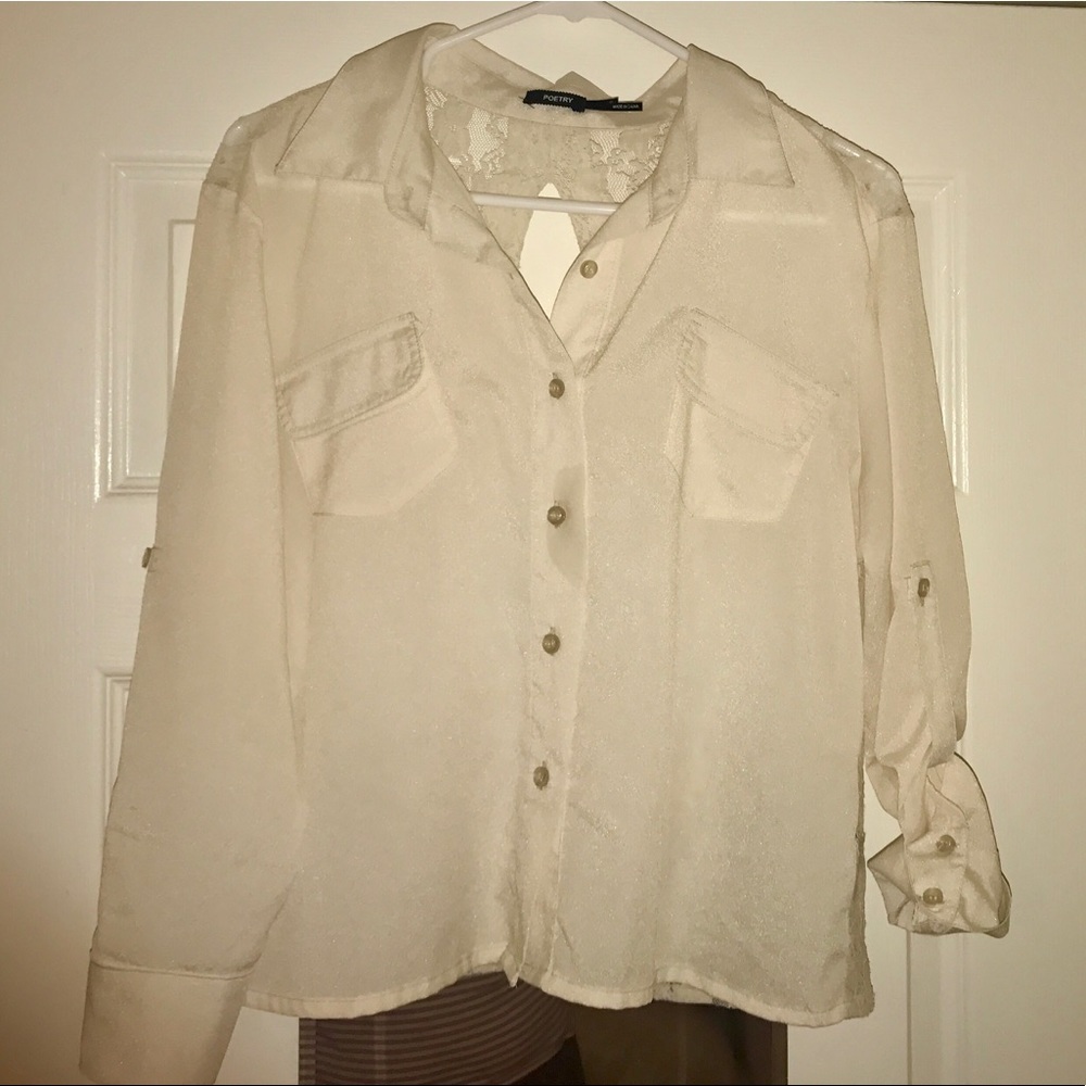 Classy Cream-colored Button-down Blouse