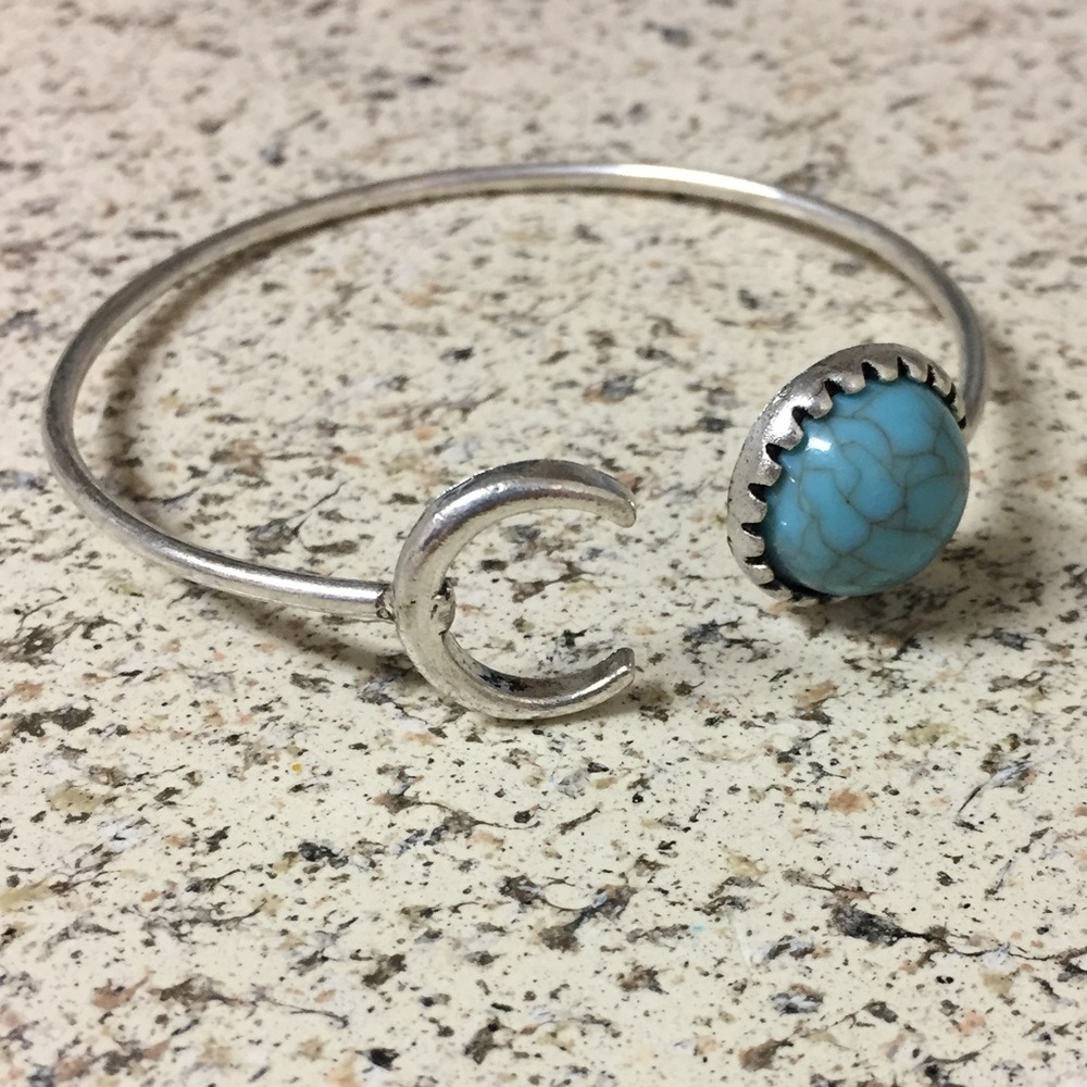 5 for $25 • Blue Marble Half Moon Cuff Bracelet