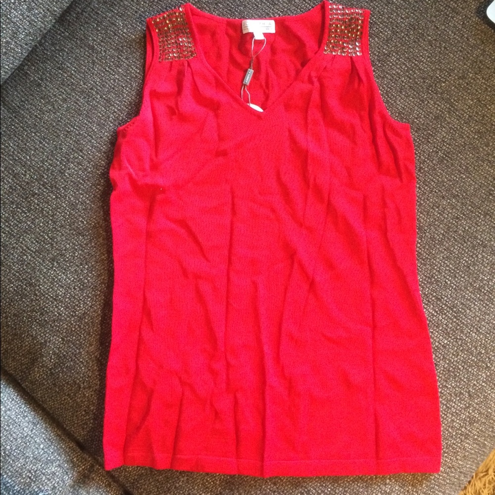 Joseph A Women's Red Tank Top with Sequins