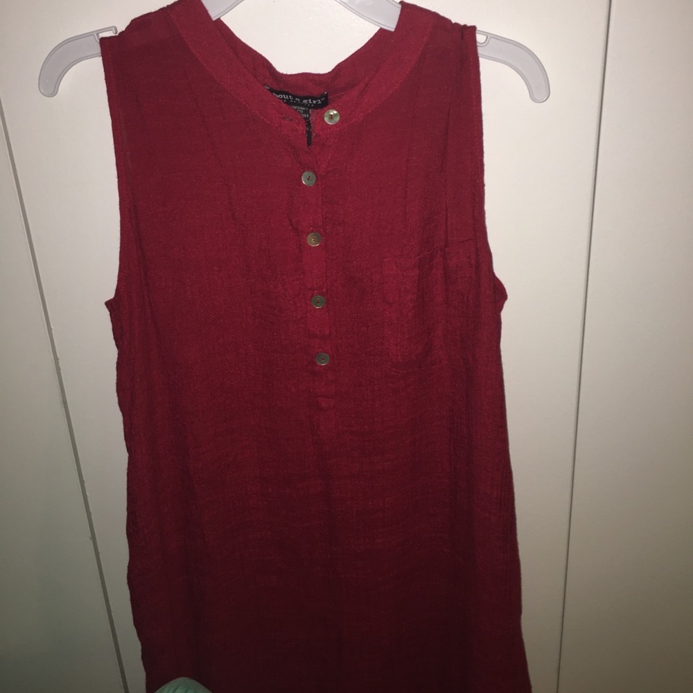 Red Pocketed Tunic Shift Dress