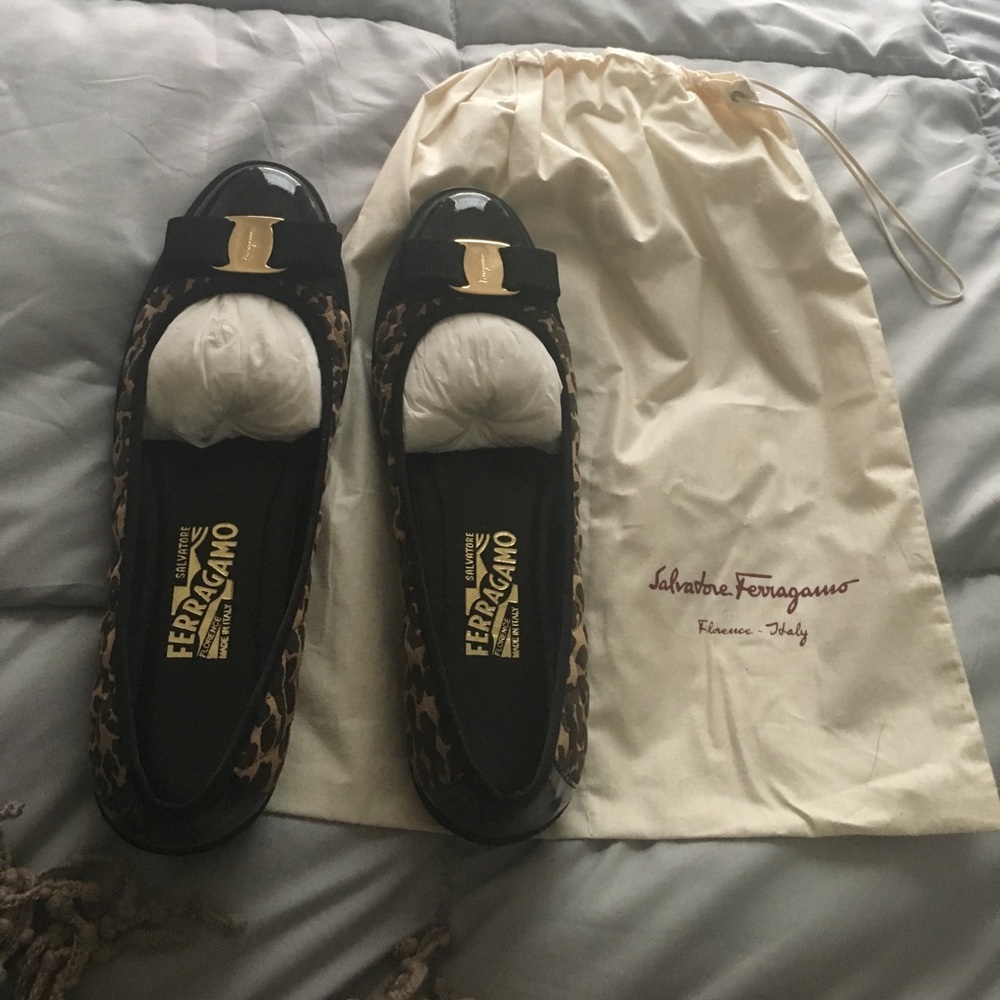 Salvatore Ferragamo Leopard Ballet Flats