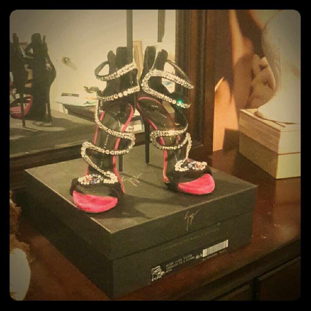 Marion black suade and cystal sandal