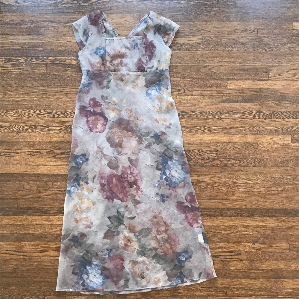 VINTAGE SHEER FLORAL CRINKLE DRESS