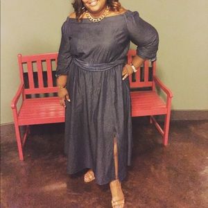 Eloquii, Chambray Off Shoulder Dress, Size 22