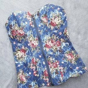 NWT Floral corset bustier top