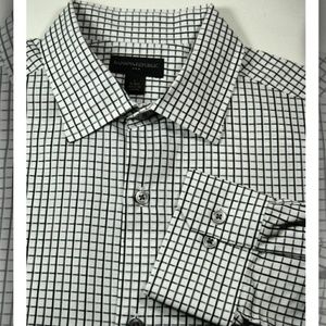 BANANA REPUBLIC Lg Black Gray Checks Plaids Button