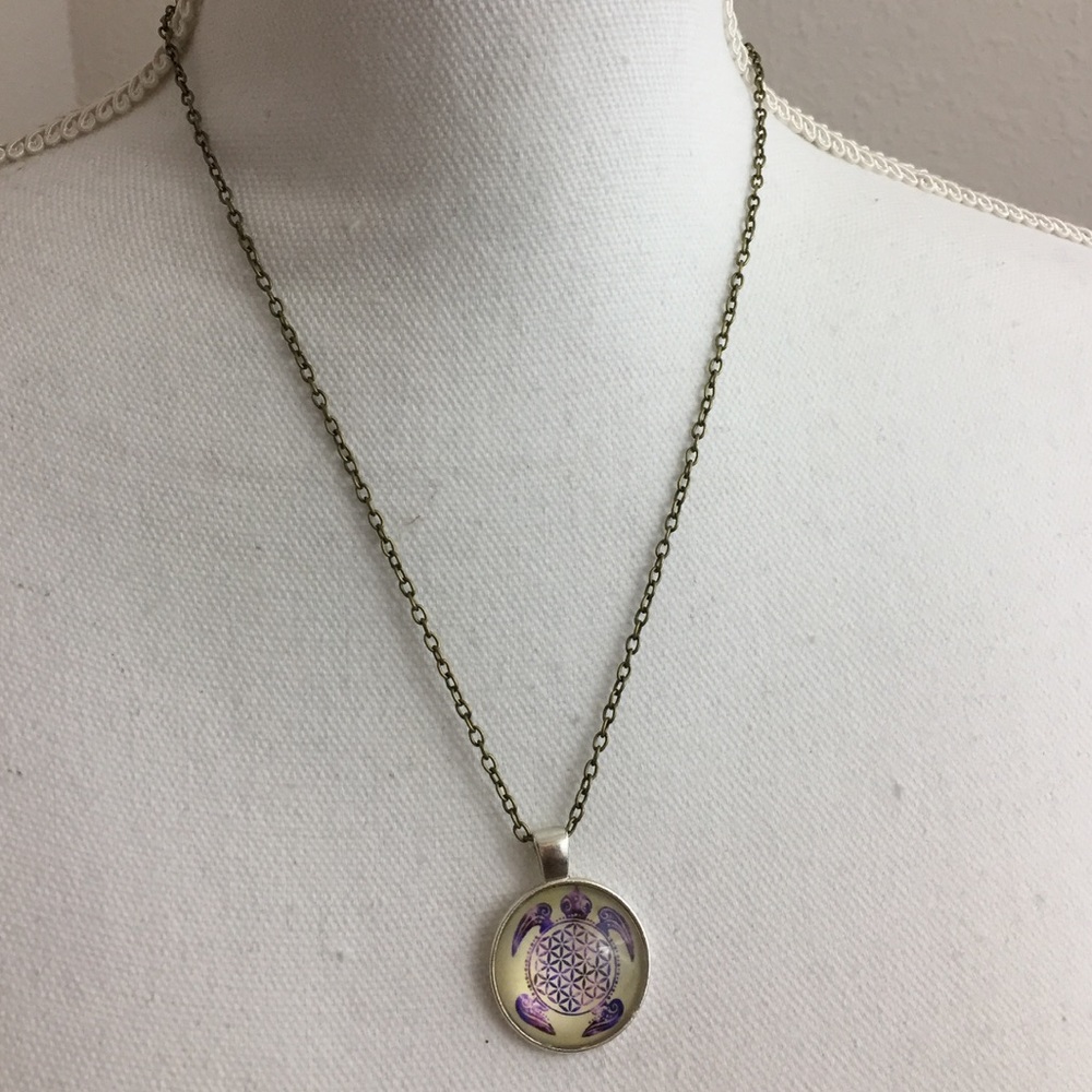 5 for $25 • Turtle Glass Pendant Necklace
