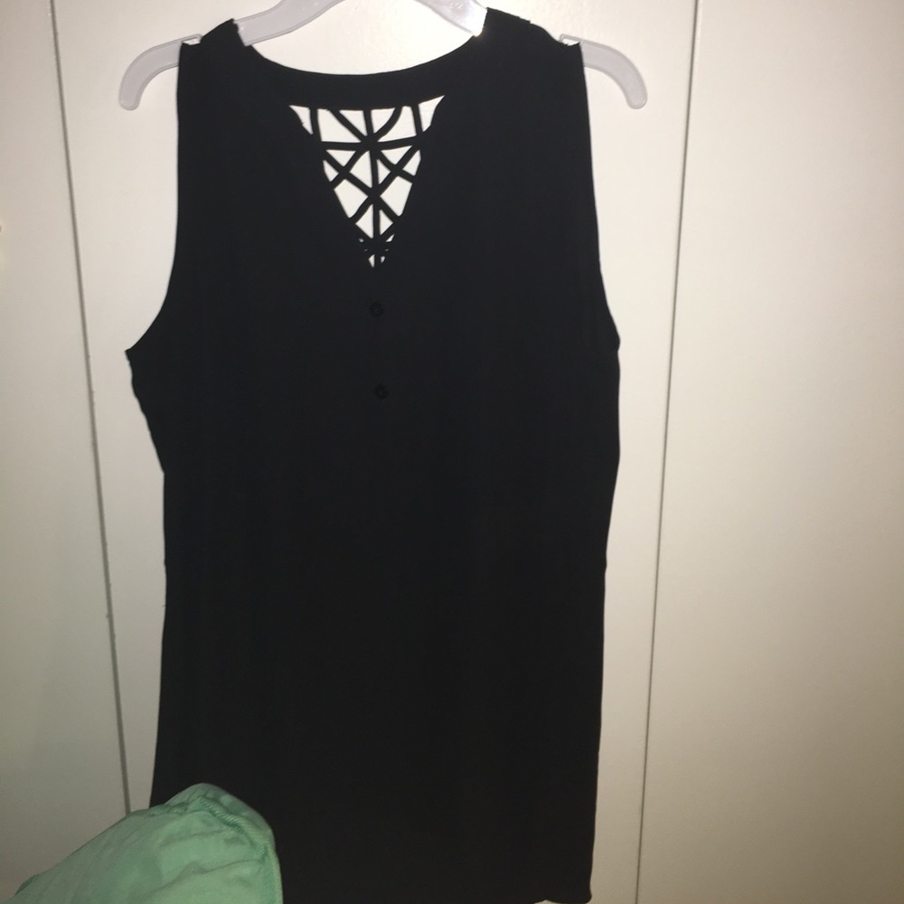 Sheer Chiffon Button up Cross-back Tank/Tunic