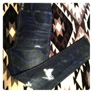 Distressed Super Hi-Rise Jeggings - American Eagle