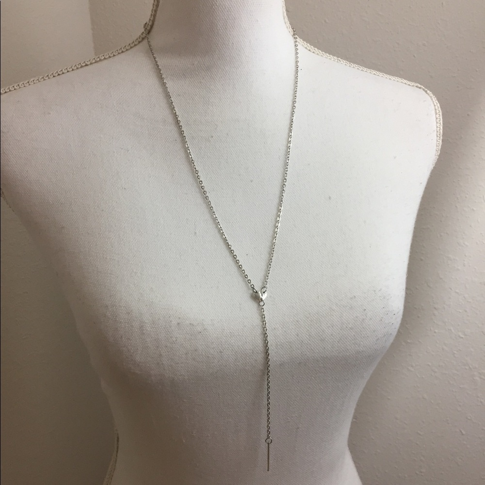 5 for $25 • Silver Heart & Bar Drop Necklace