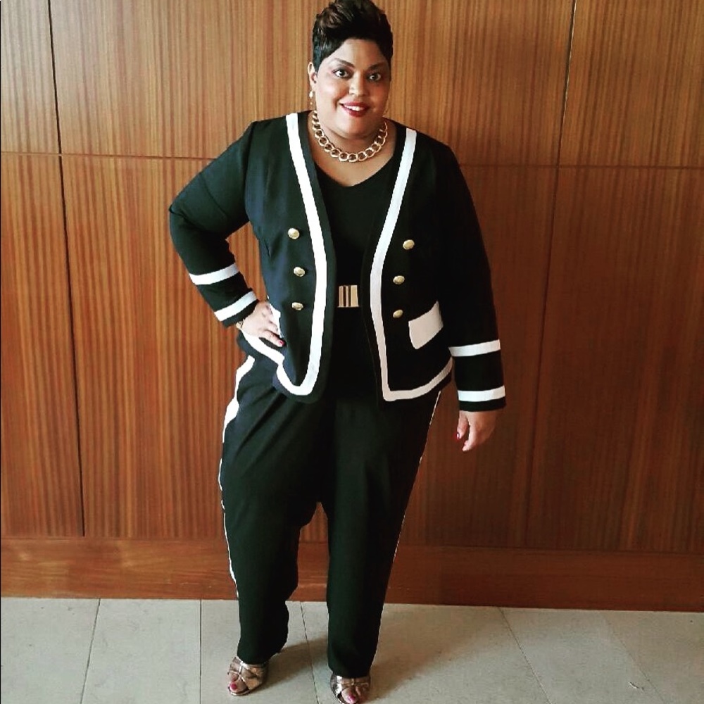 Eloquii, Black & White Jumpsuit & Blazer, Size 24