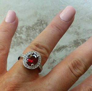 Elegant Genuine Garnet Ring