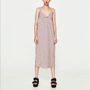 NWOT Zara Red Striped Midi Dress