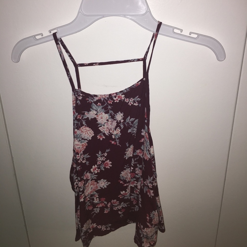 Red Floral Cropped Tank
