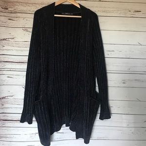 Velvet Sweater Open Cardigan