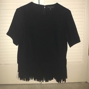 Black Banana Republic Crepe Fringe Top