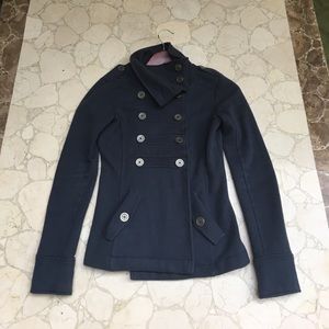 Snug-fitting peacoat style coat