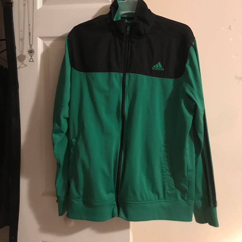 Green and black Adidas jacket.. Like New!