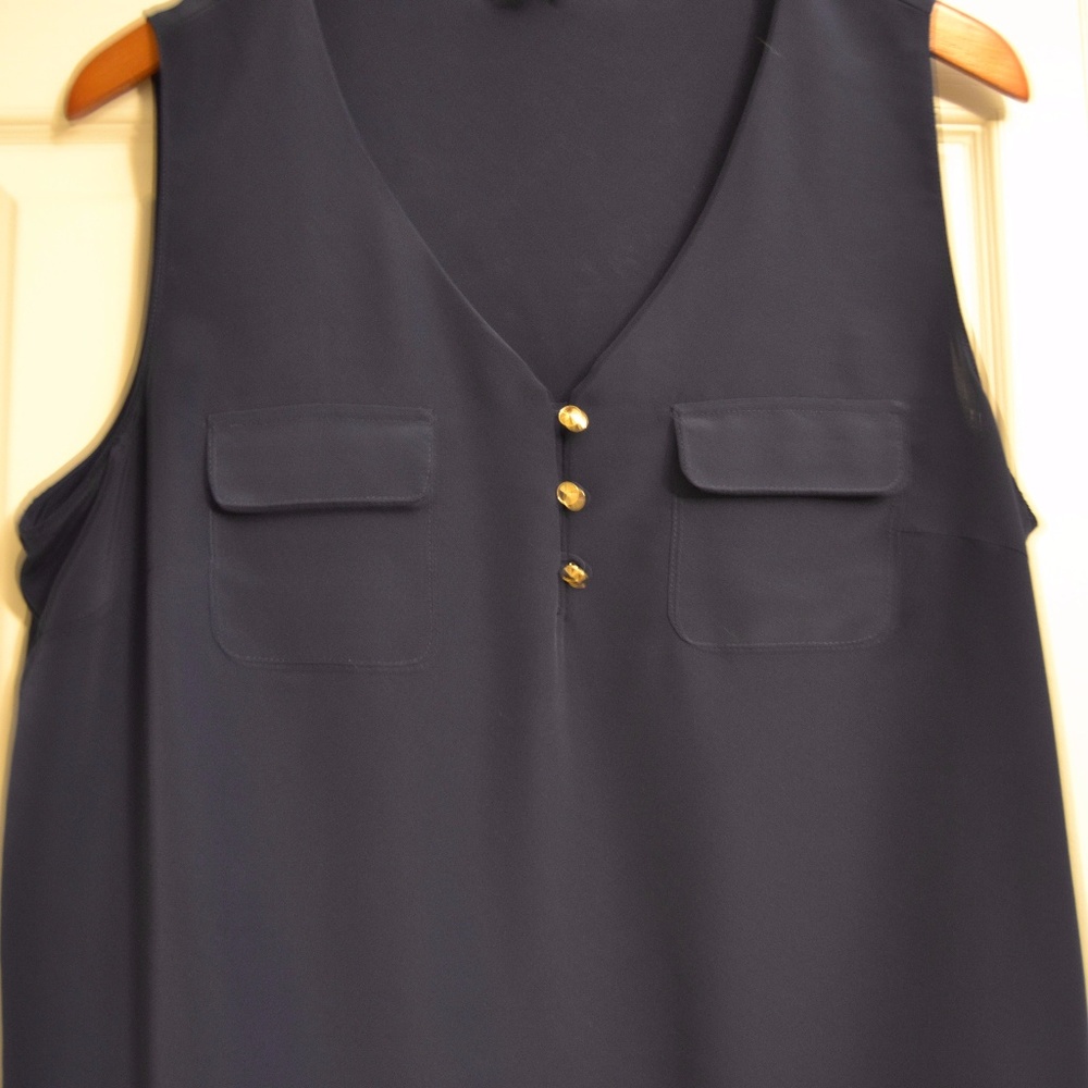 Navy Sleeveless Cremieux Top