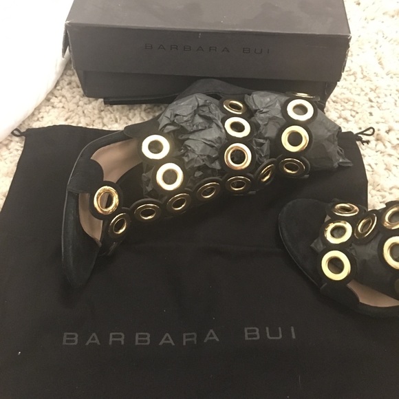 Barbara Bui Suede Grommet T-Strap Sandal - Picture 4 of 7