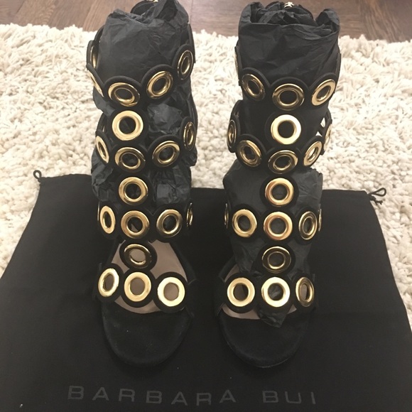 Barbara Bui Suede Grommet T-Strap Sandal - Picture 5 of 7