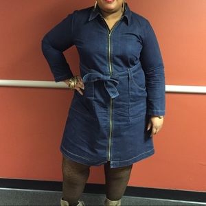 Eloquii, Long sleeve Blue Jean Dress, Size 22