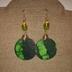 Green African Print Earrings