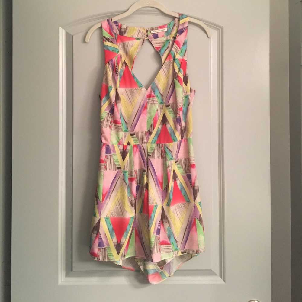 Open Back Honey Punch Romper Multi Color