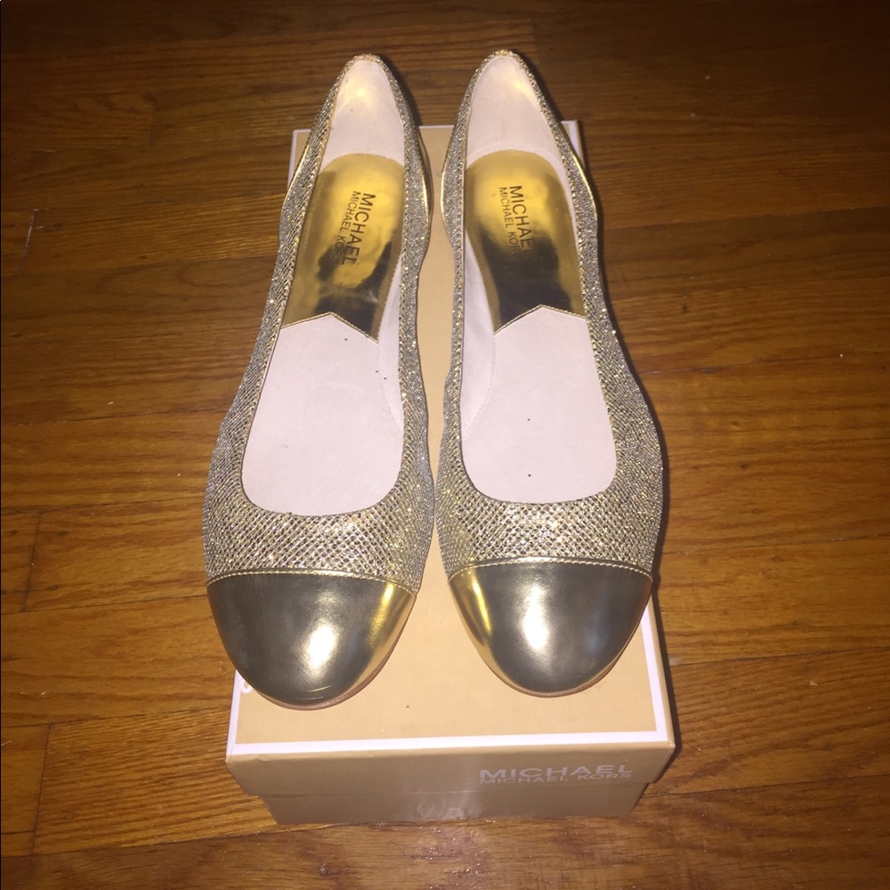 Michael Kors Gold Ballet Shoes. Never Worn