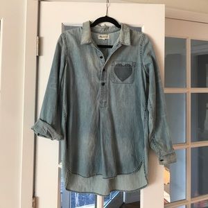 Madewell chambray 3/4 button down top