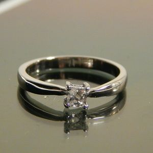 Sterling Silver CZ Solitaire Promise Ring
