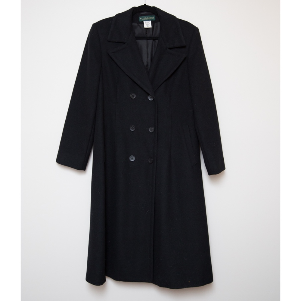 Long Black Wool Pea Coat