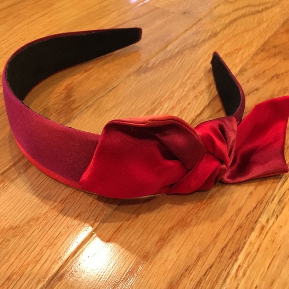 Tasha Red Satin Bow Headband
