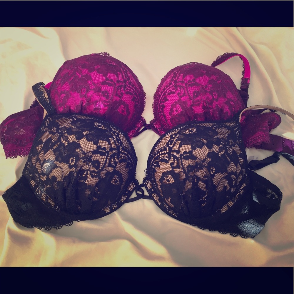 Victoria Secret Wonder Bras Purple & Black for 2