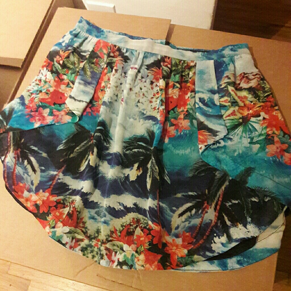 Zara Basic Sheer Tropical Skirt L