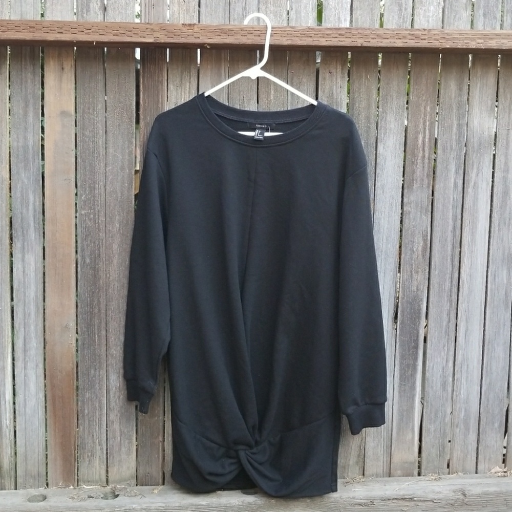 Long black sweatshirt pullover sweater dress