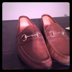 Brown Gucci loafers