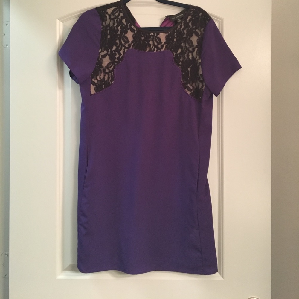 Mm Couture Purple & Black Lace Dress