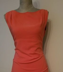 Nicole Miller coral fitted open back dress, size 8