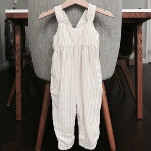 Old Navy Long Double Woven Neutral Stripe Romper