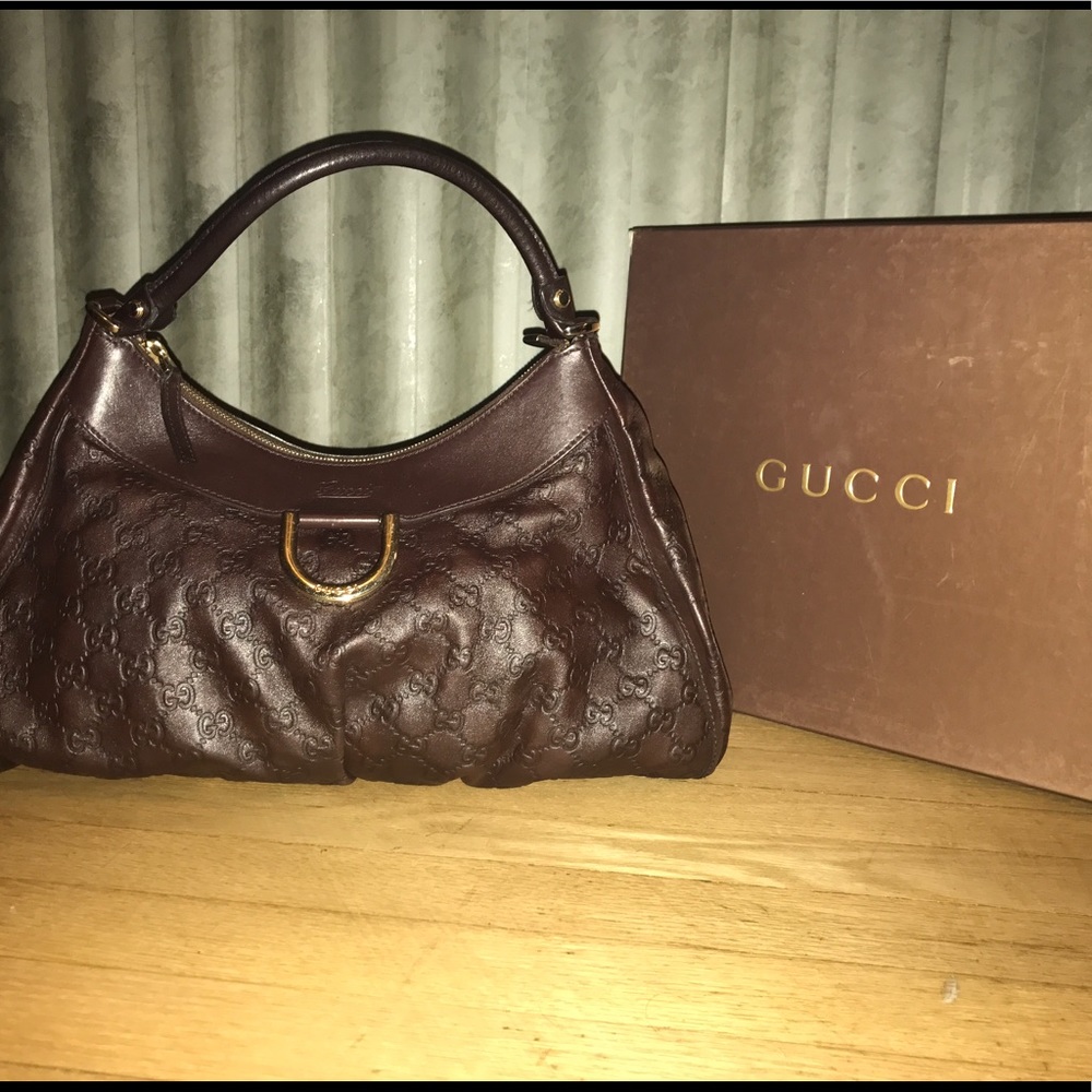 Brand New Gucci Monogram Leather Satchel -Brown