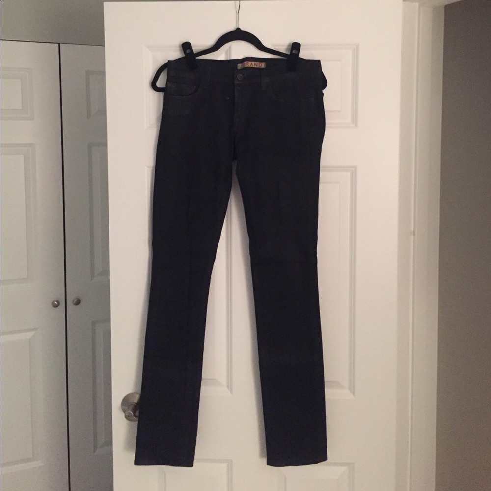 J Brand black wax coated jeans